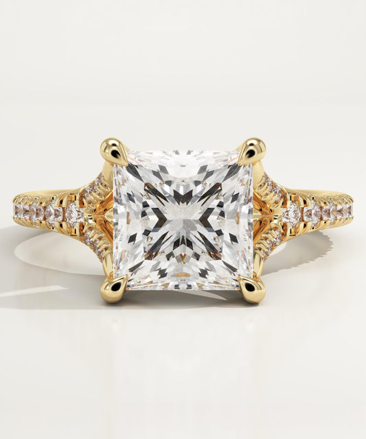 Princess Cut Pave Split Shank Lab-Grown Diamond Engagement Ring