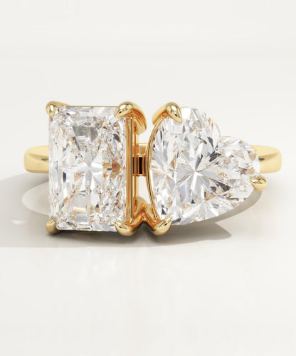 4.75 TCW Radiant & Heart Cut Toi Et Moi Lab-Grown Diamond Engagement Ring