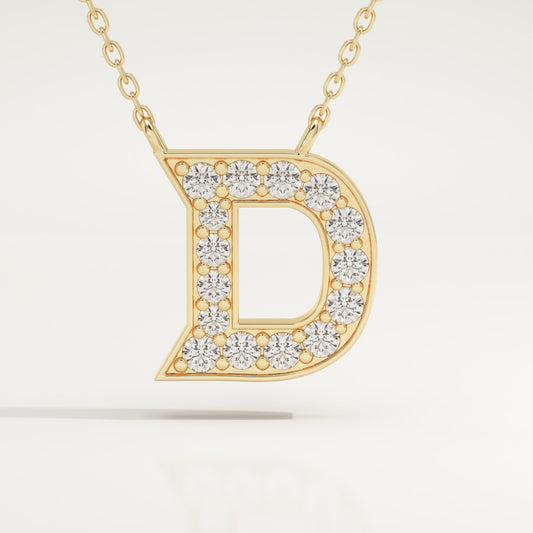 0.243 TCW Round Lab-Grown Diamond D Initial Necklace