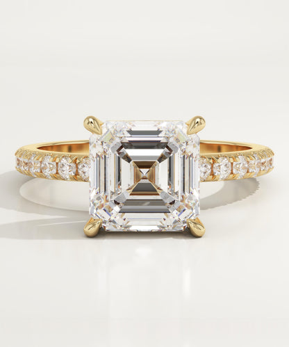 Asscher Cut Pave Lab-Grown Diamond Engagement Ring