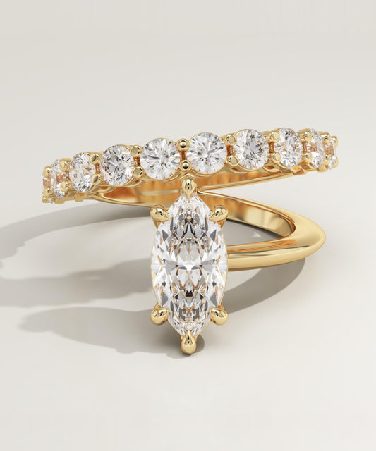 Marquise Cut Pave Lab-Grown Diamond Engagement Ring