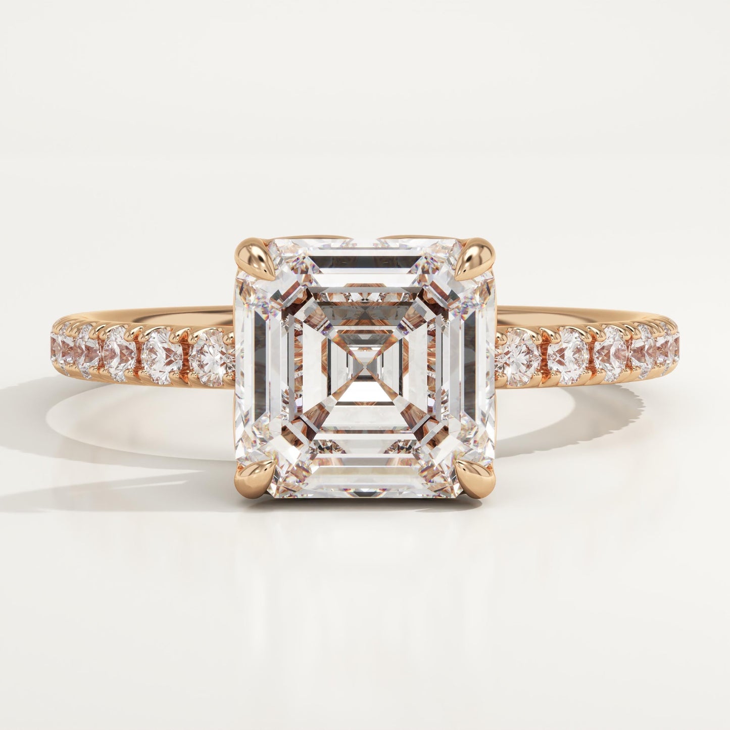 Asscher Cut Pave Lab-Grown Diamond Engagement Ring