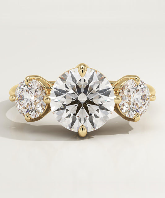 2 CT Round Cut Three Stone Moissanite Engagement Ring
