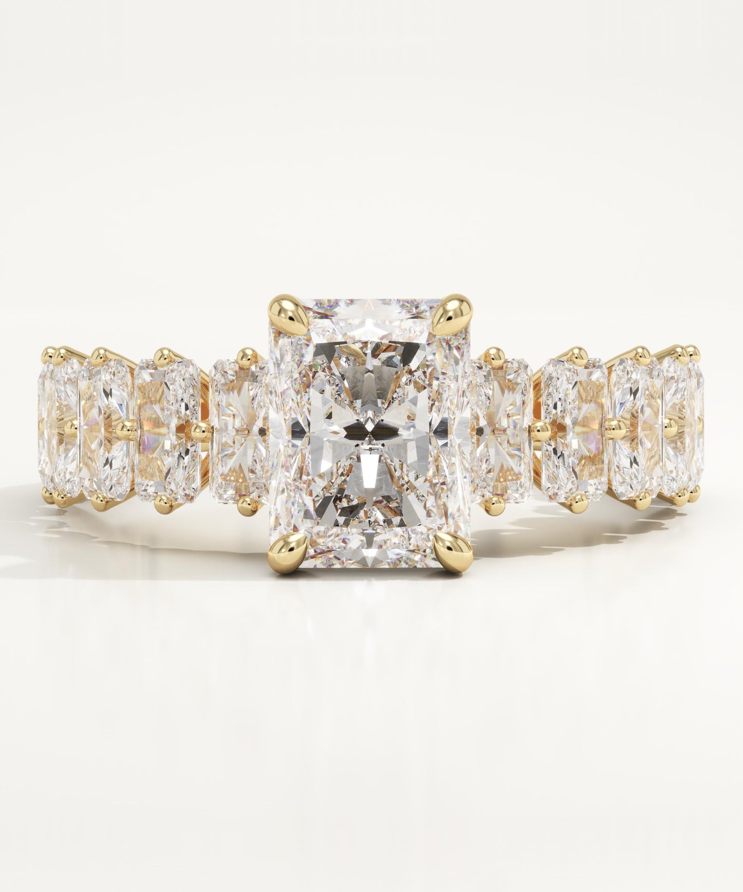 2 CT Radiant Cut Pave Moissanite Engagement Ring