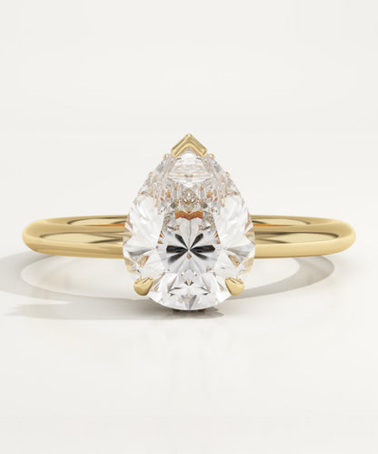 1.5 CT Pear Cut Hidden Halo Moissanite Engagement Ring