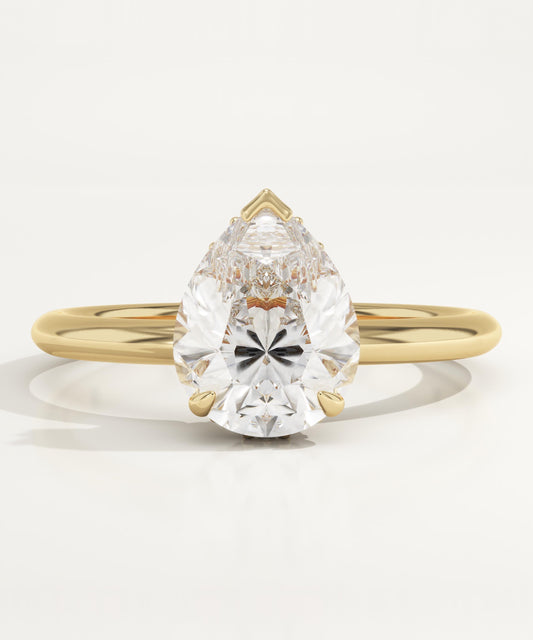 1.5 CT Pear Cut Hidden Halo Moissanite Engagement Ring