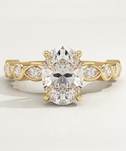 Oval Cut Pave Lab-Grown Diamond Engagement Ring