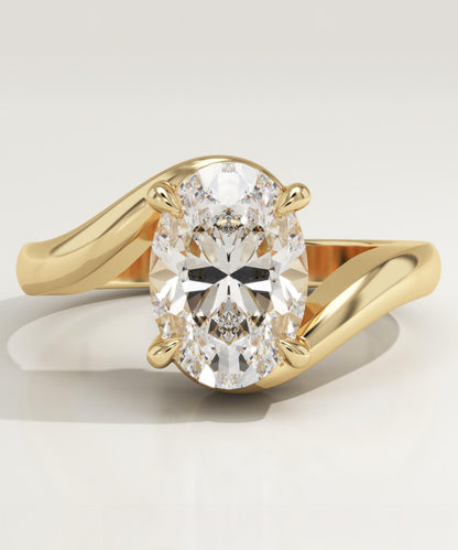 Oval Cut Swirl Lab-Grown Diamond Engagement Ring