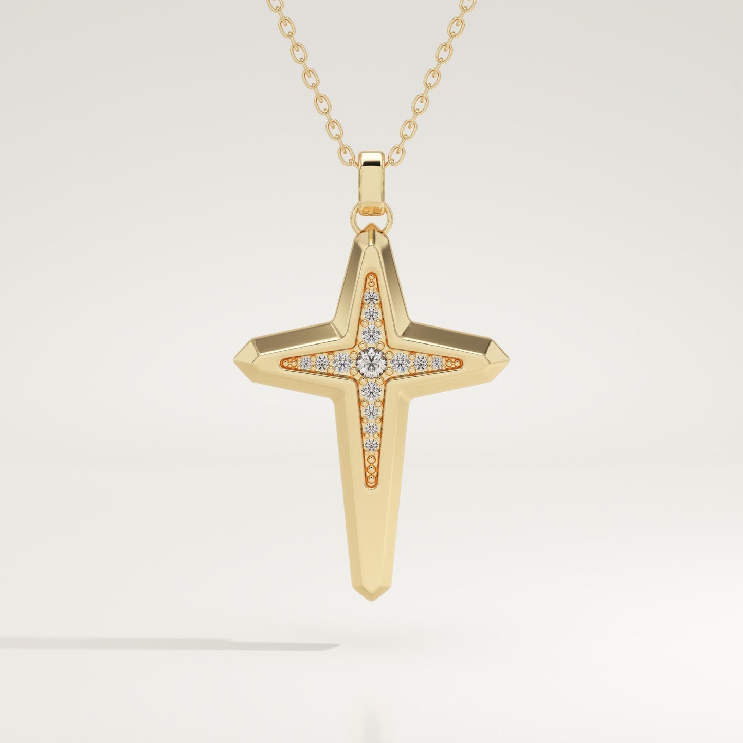 0.193 TCW Round Lab-Grown Diamond Cross Necklace
