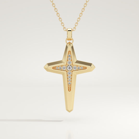 0.193 TCW Round Lab-Grown Diamond Cross Necklace