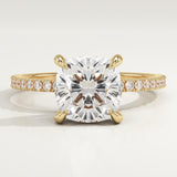 2.0 CT Cushion Cut Pave Lab-Grown Diamond Engagement Ring