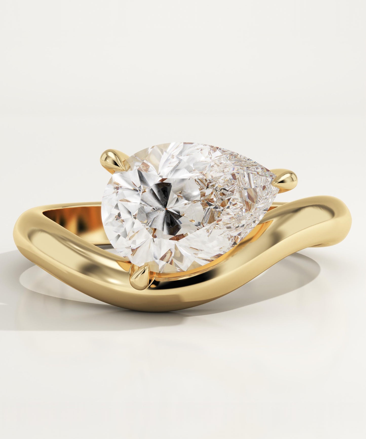 Pear Cut Curved Lab-Grown Diamond Engagement Ring