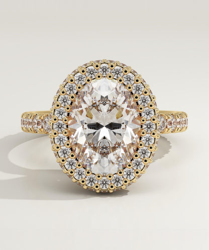 Oval Cut Halo & Pave Lab-Grown Diamond Engagement Ring