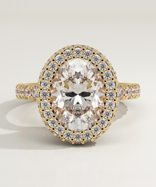 Oval Cut Halo & Pave Lab-Grown Diamond Engagement Ring