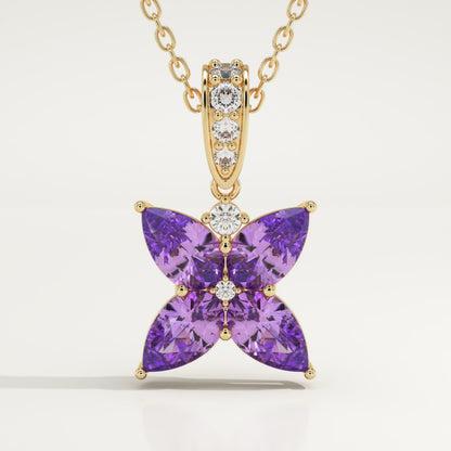 0.72 TCW Round & Pear February-Amethyst Birthstone Necklace