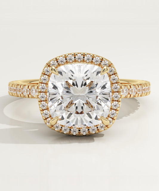 Cushion Cut Halo & Pave Lab-Grown Diamond Engagement Ring