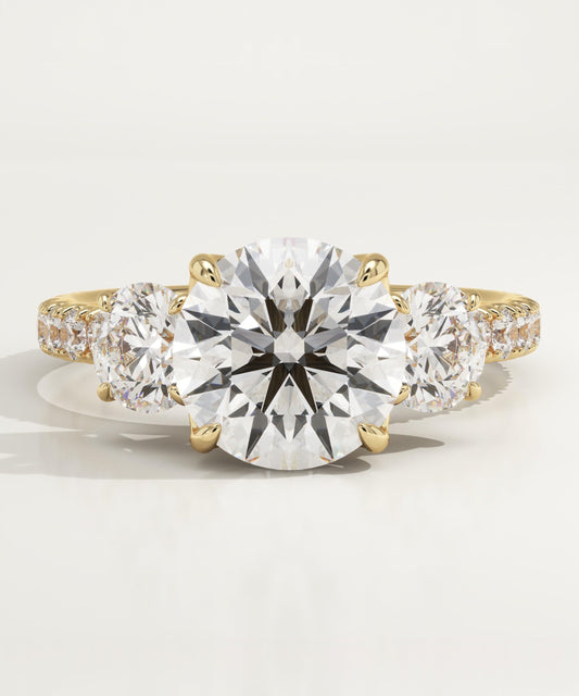 2 CT Round Cut Three Stone Moissanite Engagement Ring