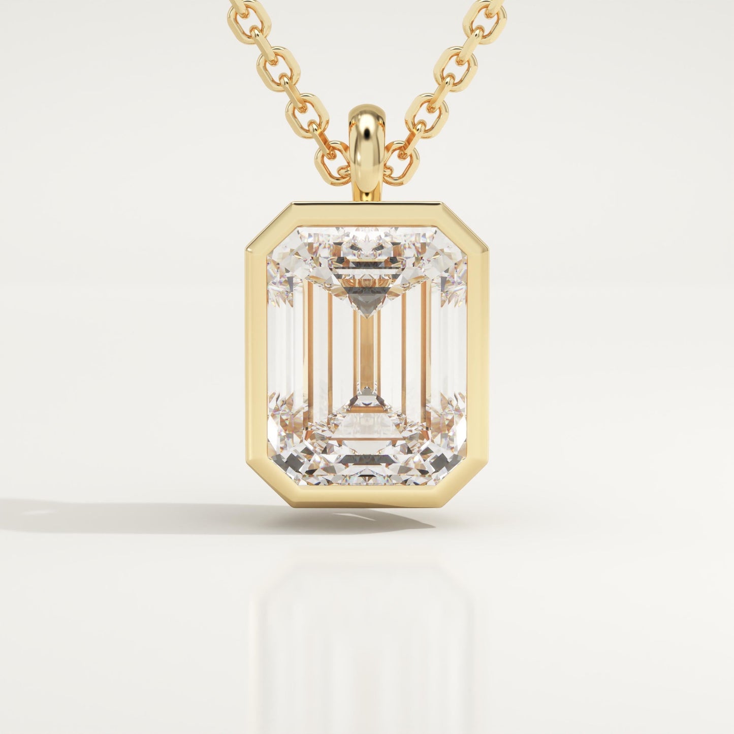 2 CT Emerald Lab-Grown Diamond Solitaire & Bezel Necklace