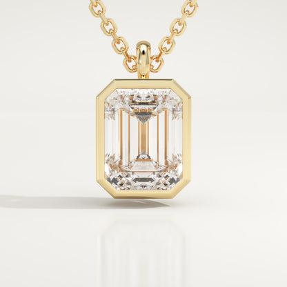 2 CT Emerald Lab-Grown Diamond Solitaire & Bezel Necklace