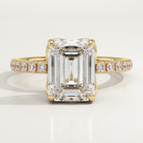 1.75 CT Emerald Cut Pave Lab-Grown Diamond Engagement Ring