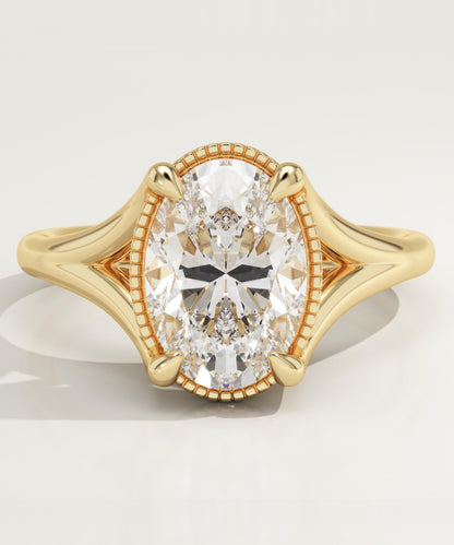 Oval Cut Split Shank Lab-Grown Diamond Engagement Ring