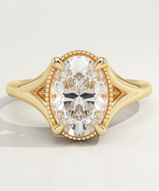 Oval Cut Split Shank Lab-Grown Diamond Engagement Ring