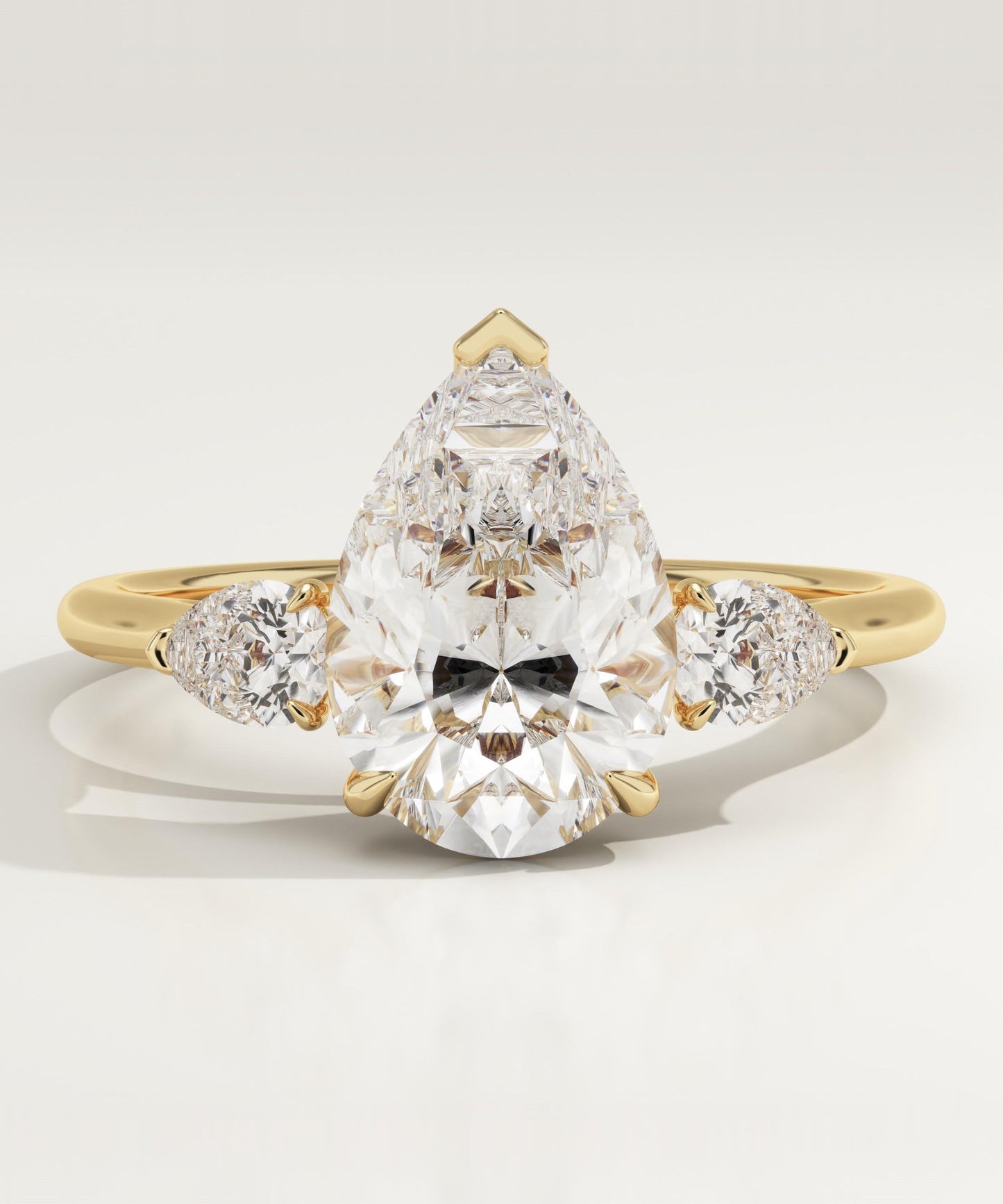 Pear Cut Three Stone Lab-Grown Diamond Engagement Ring