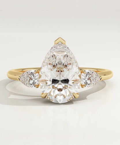 Pear Cut Three Stone Lab-Grown Diamond Engagement Ring