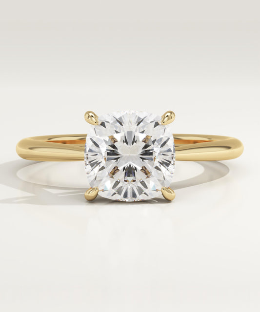 Cushion Cut Solitaire Cathedral Lab-Grown Diamond Engagement Ring