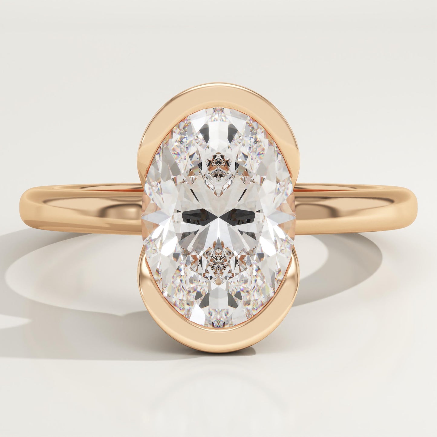 Oval Cut Half Bezel Lab-Grown Diamond Engagement Ring