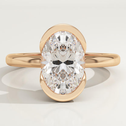 Oval Cut Half Bezel Lab-Grown Diamond Engagement Ring