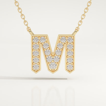 0.202 TCW Round Lab-Grown Diamond M Initial Necklace