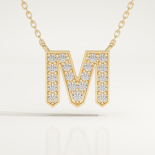 0.202 TCW Round Lab-Grown Diamond M Initial Necklace