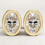 1 TCW Oval Bezel Lab-Grown Diamond Stud Earrings
