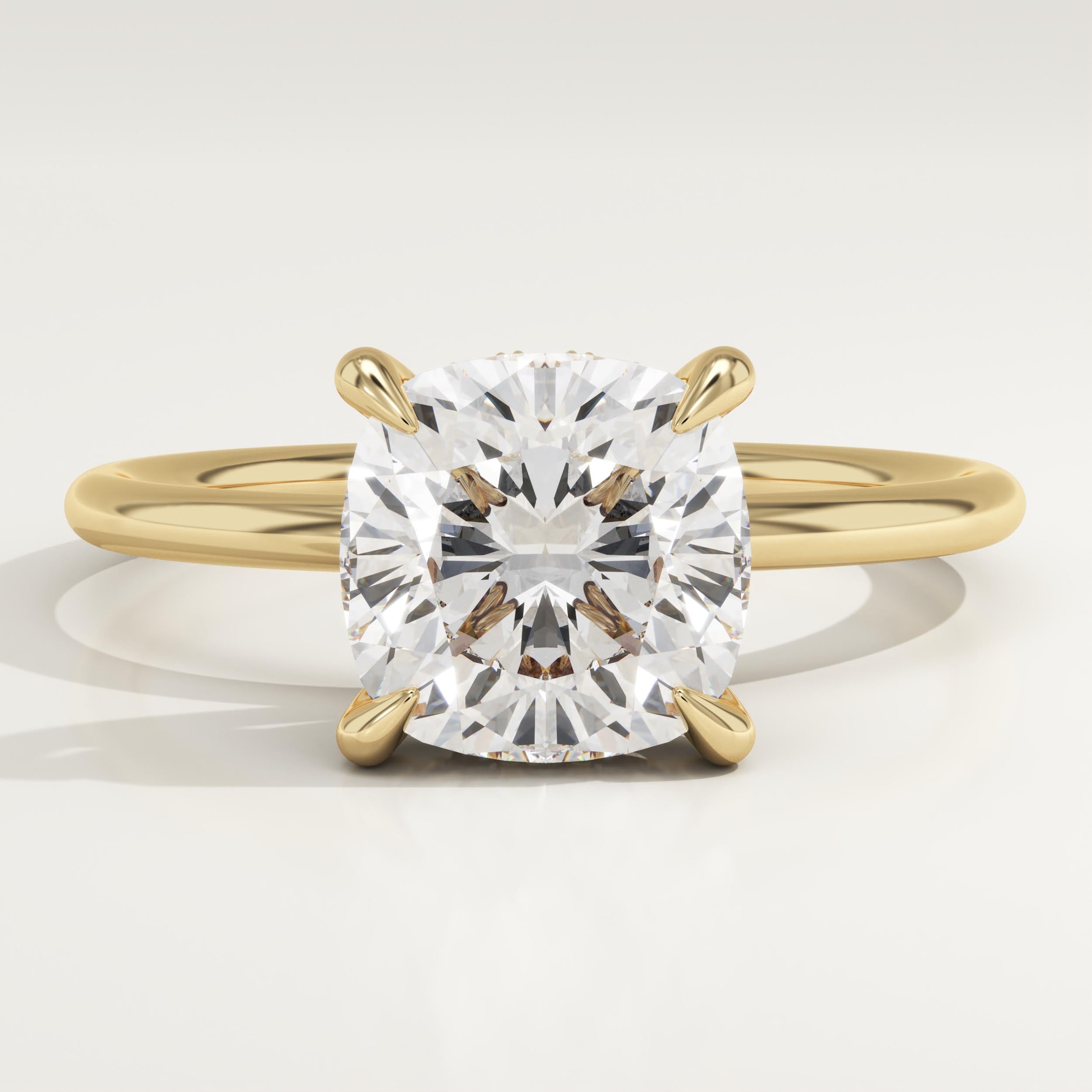 2.0 CT Cushion Cut Hidden Halo Lab-Grown Diamond Engagement Ring