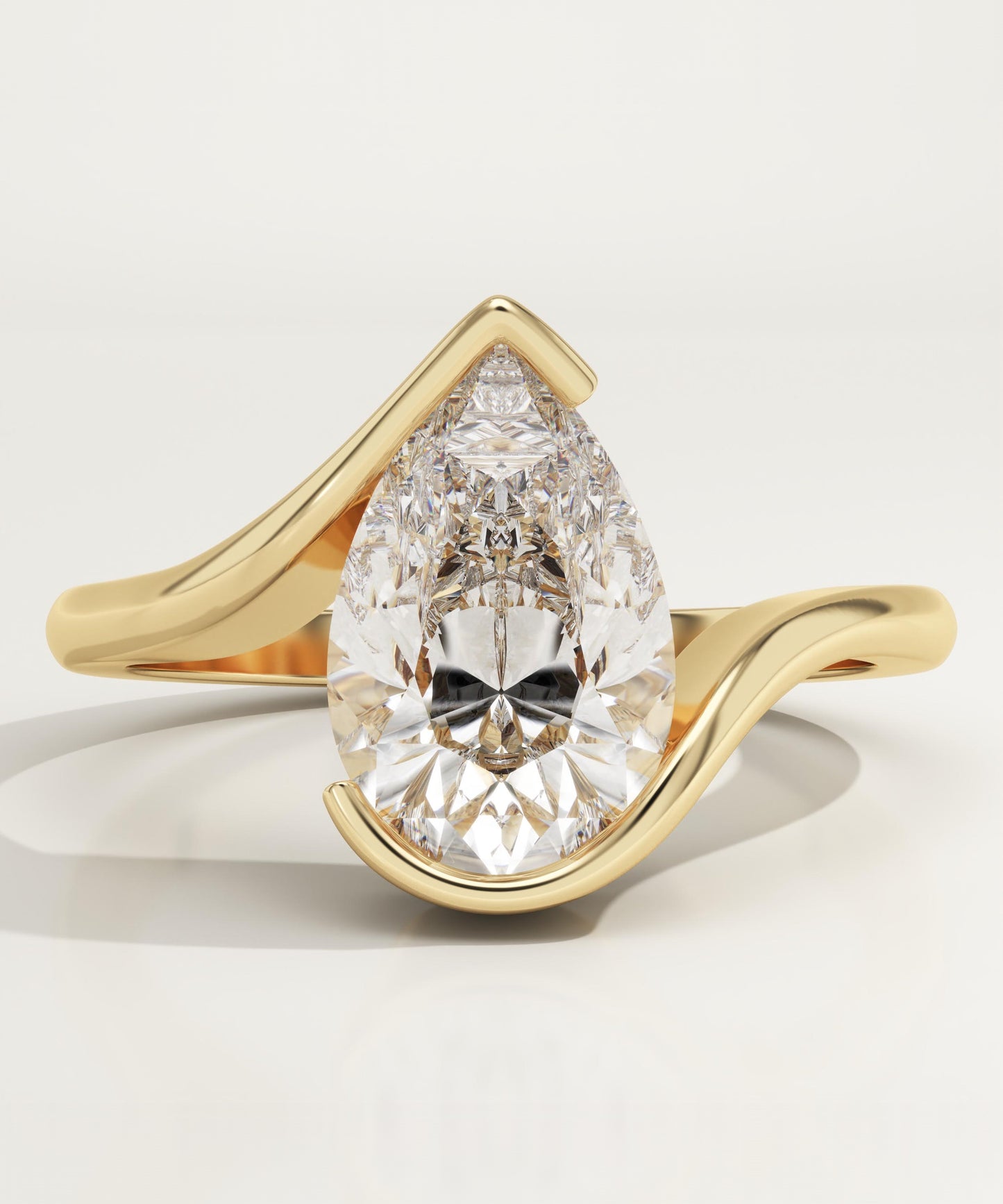 Pear Cut Swirl Lab-Grown Diamond Engagement Ring
