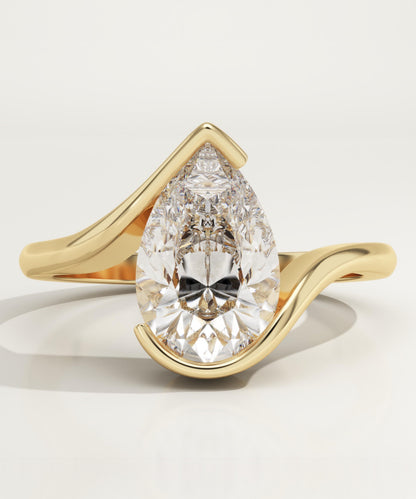 Pear Cut Swirl Lab-Grown Diamond Engagement Ring