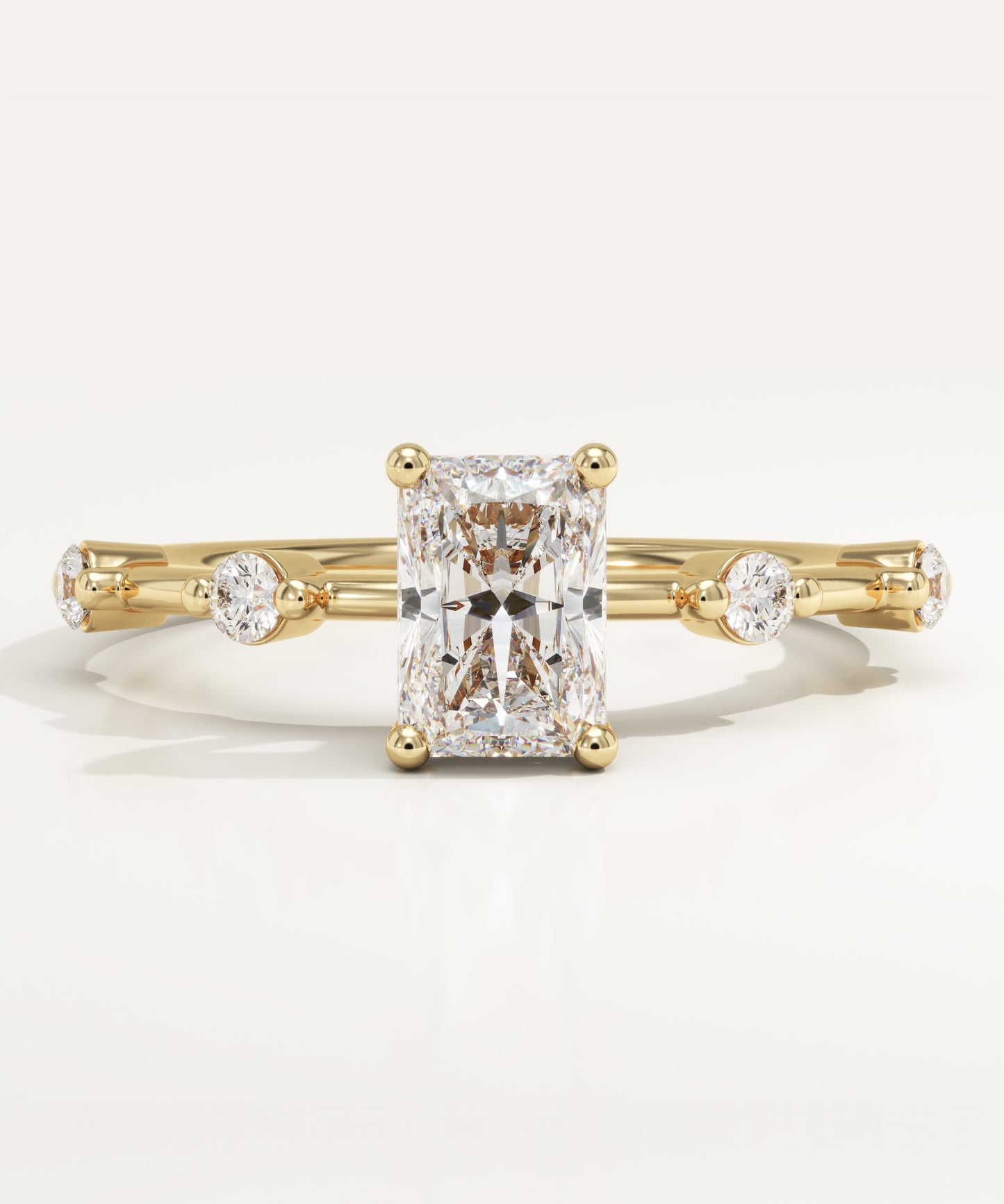 Radiant Cut Dainty Pave Lab-Grown Diamond Engagement Ring