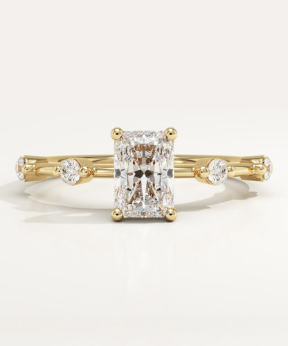 Radiant Cut Dainty Pave Lab-Grown Diamond Engagement Ring