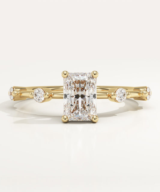 Radiant Cut Dainty Pave Lab-Grown Diamond Engagement Ring