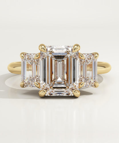 Emerald Cut Three Stone Lab-Grown Diamond Engagement Ring