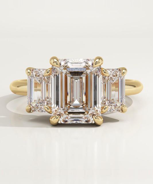 Emerald Cut Three Stone Lab-Grown Diamond Engagement Ring