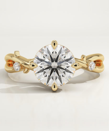Round Cut Twig Lab-Grown Diamond Engagement Ring