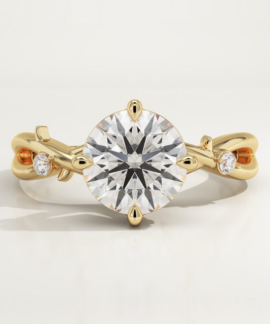 Round Cut Twig Lab-Grown Diamond Engagement Ring