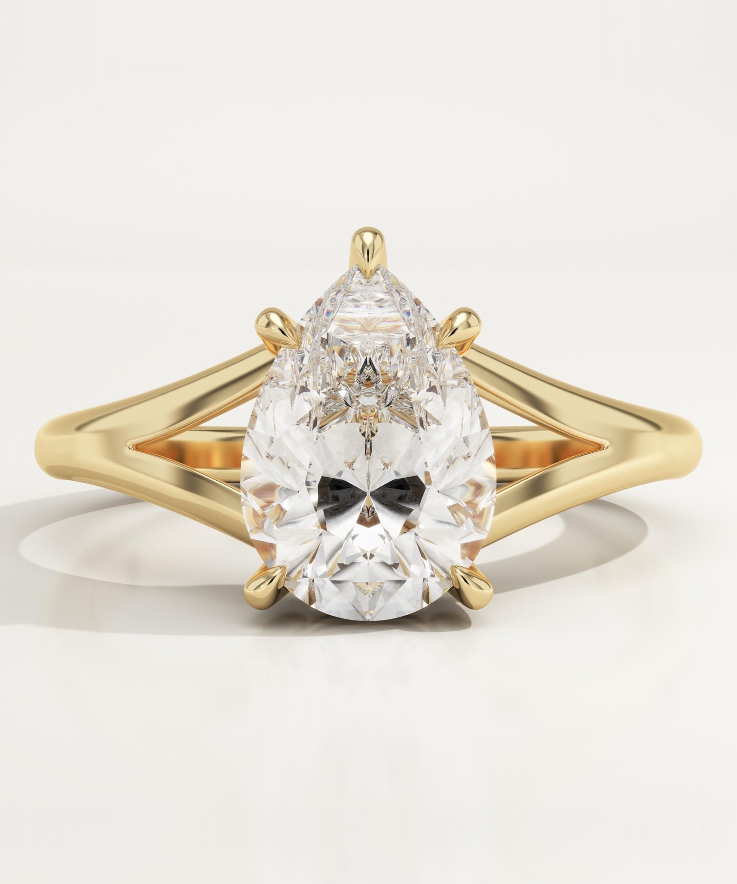 Pear Cut Solitaire Split Shank Lab-Grown Diamond Engagement Ring
