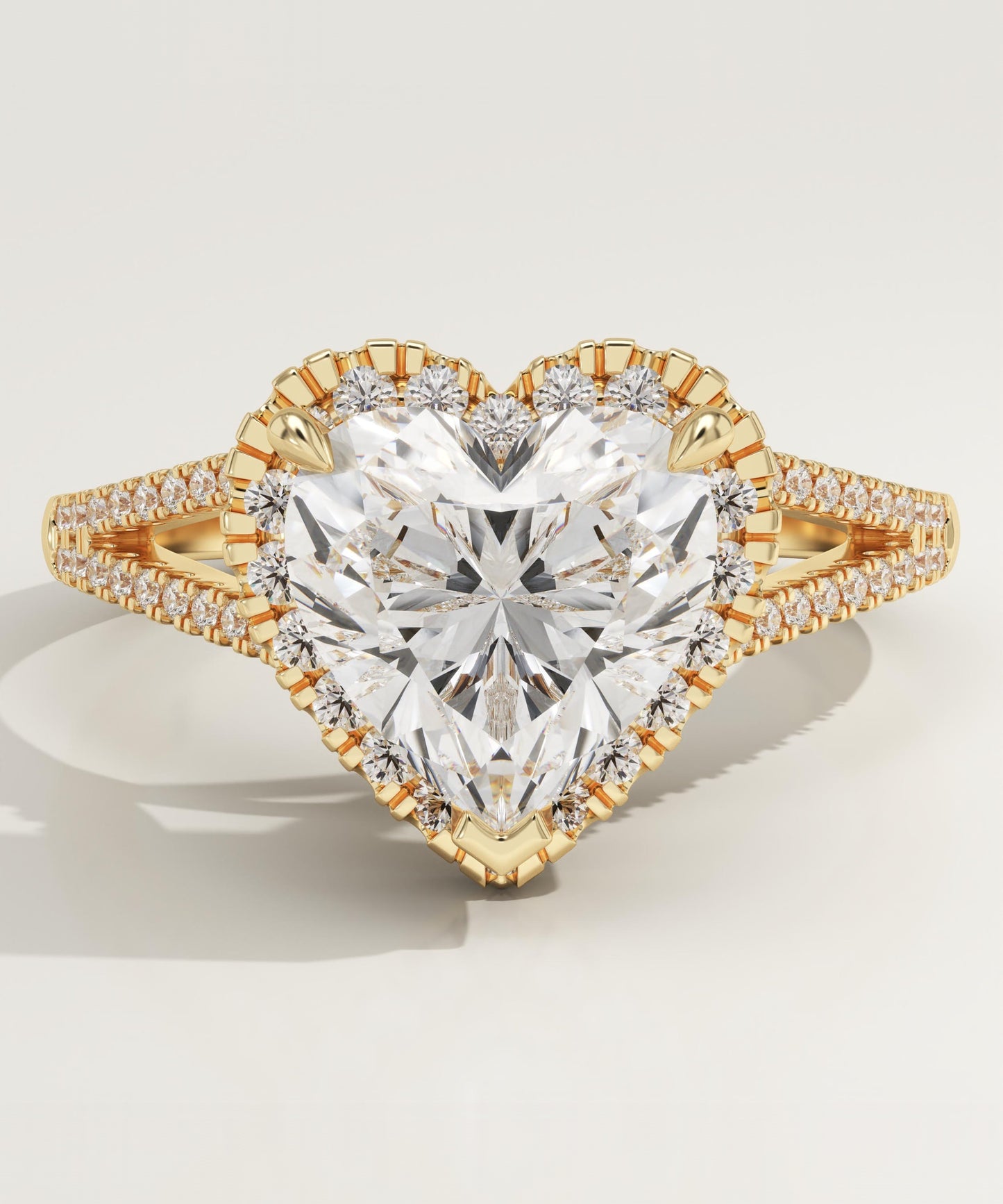 Heart Cut Halo & Pave Split Shank Lab-Grown Diamond Engagement Ring