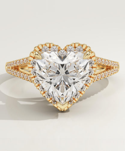 Heart Cut Halo & Pave Split Shank Lab-Grown Diamond Engagement Ring