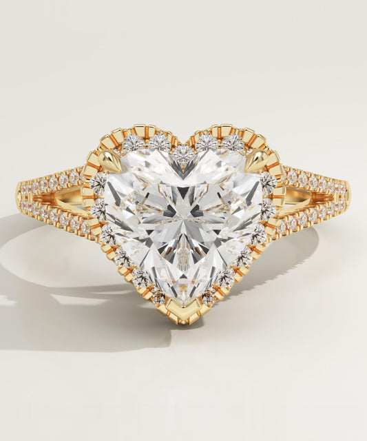Heart Cut Halo & Pave Split Shank Lab-Grown Diamond Engagement Ring