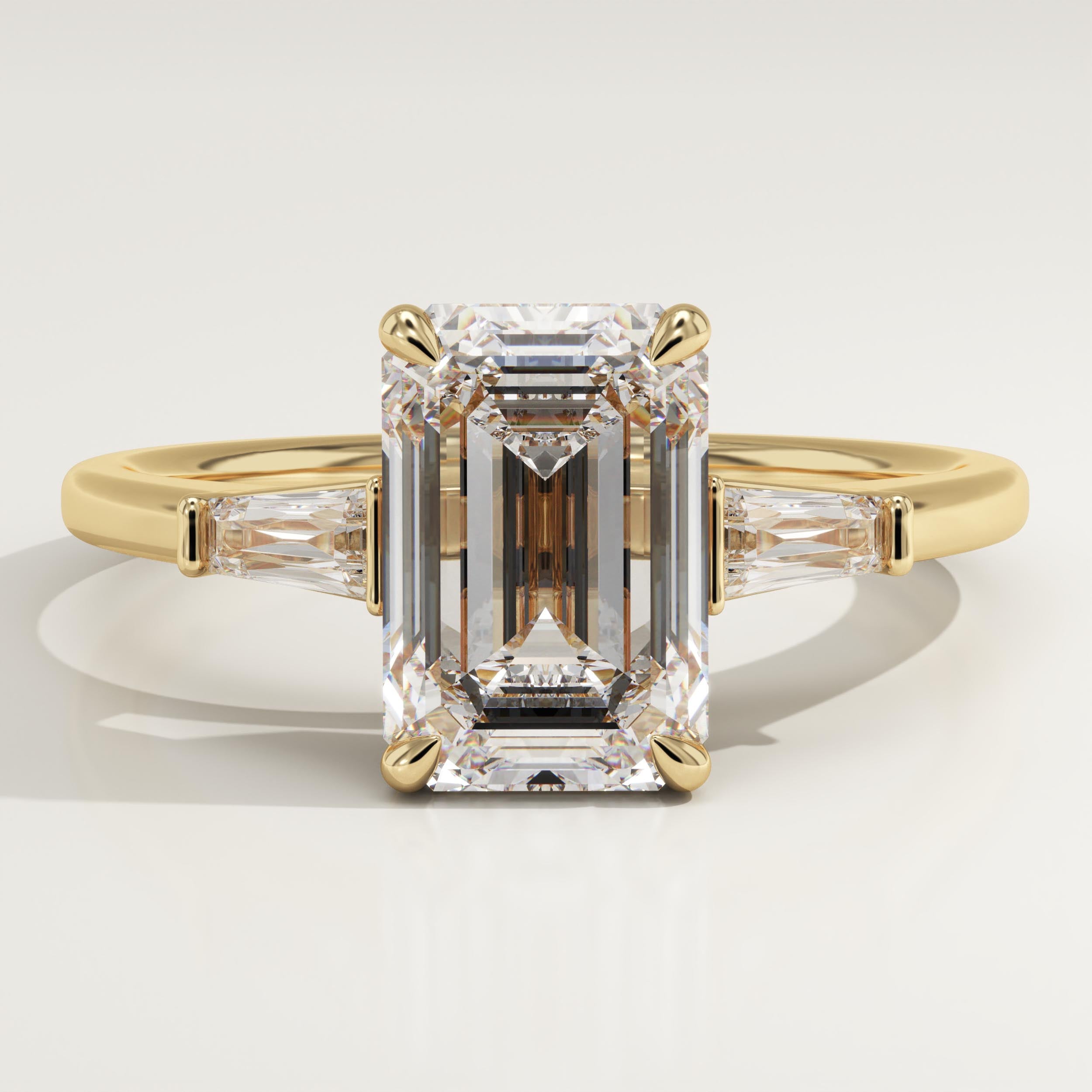 2.0 CT Emerald Cut Three Stone Lab-Grown Diamond Engagement Ring