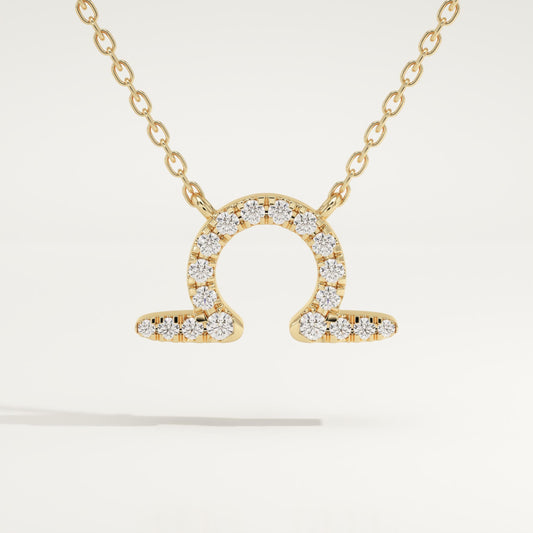 0.101 CT Round Lab-Grown Diamond Libra Zodiac Necklace